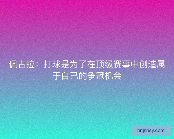佩古拉:打球是为了在顶级赛事中创造属于自己的争冠机会 佩古拉:打球是为了在顶级赛事中创造属于自己的争冠机会