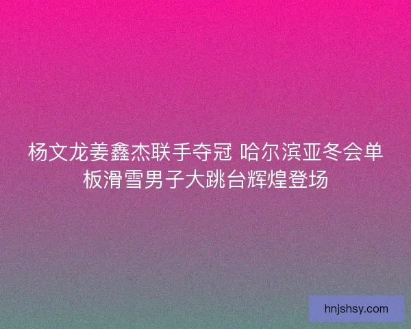 杨文龙姜鑫杰联手夺冠 哈尔滨亚冬会单板滑雪男子大跳台辉煌登场